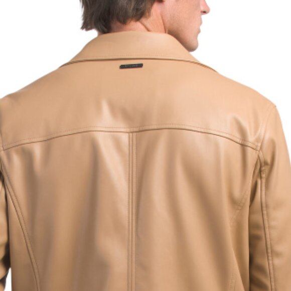 NEW GUESS Faux Leather Moto Jacket stone FOR MEN 462tn - Picture 4 of 5